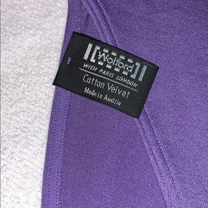 Wolford short sleeve, crew neck bodysuit in purple